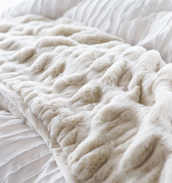 Faux Fur Ruched Throw