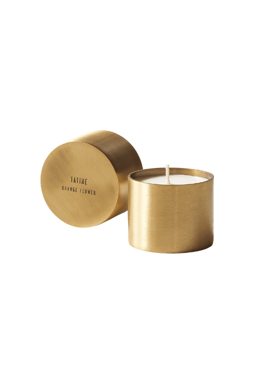 Tatine Orange Flower Brass Candle