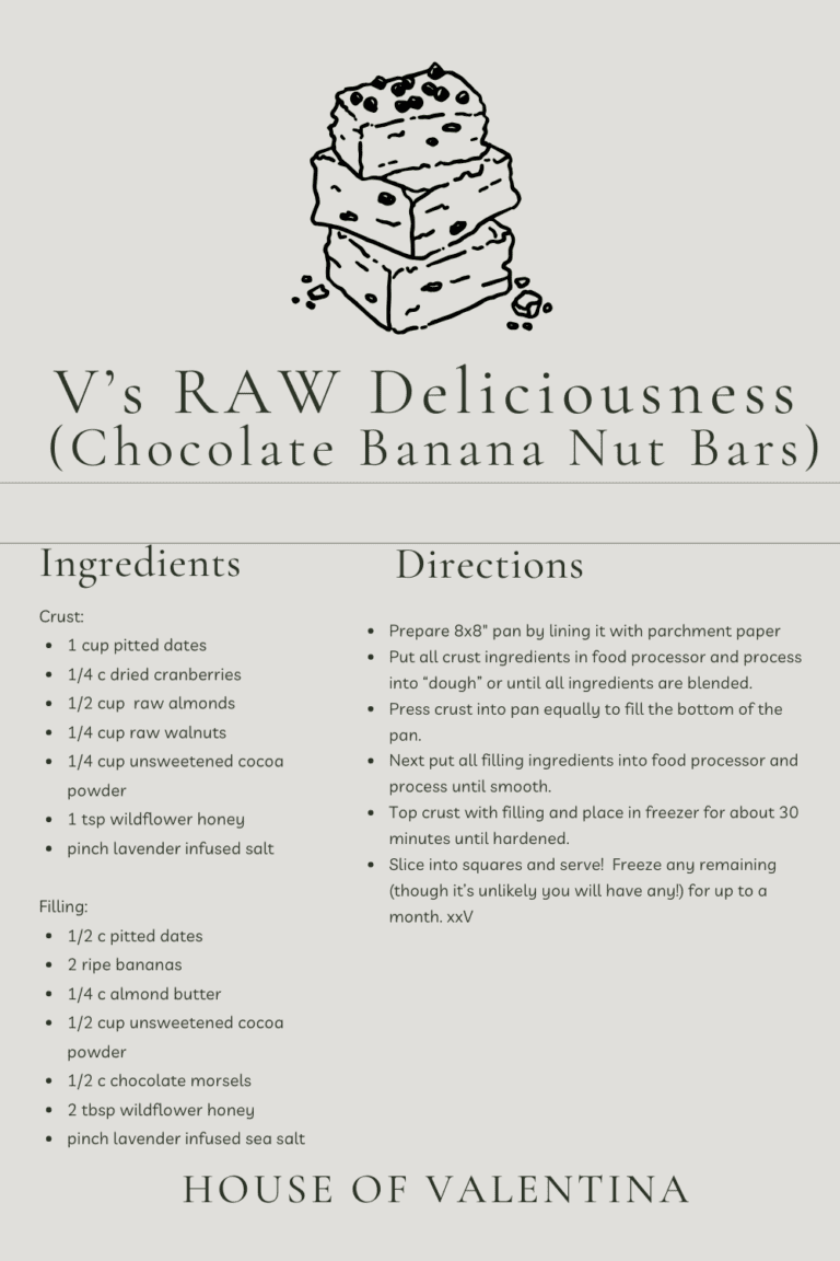 V’s Raw Chocolate Banana Nut Bars