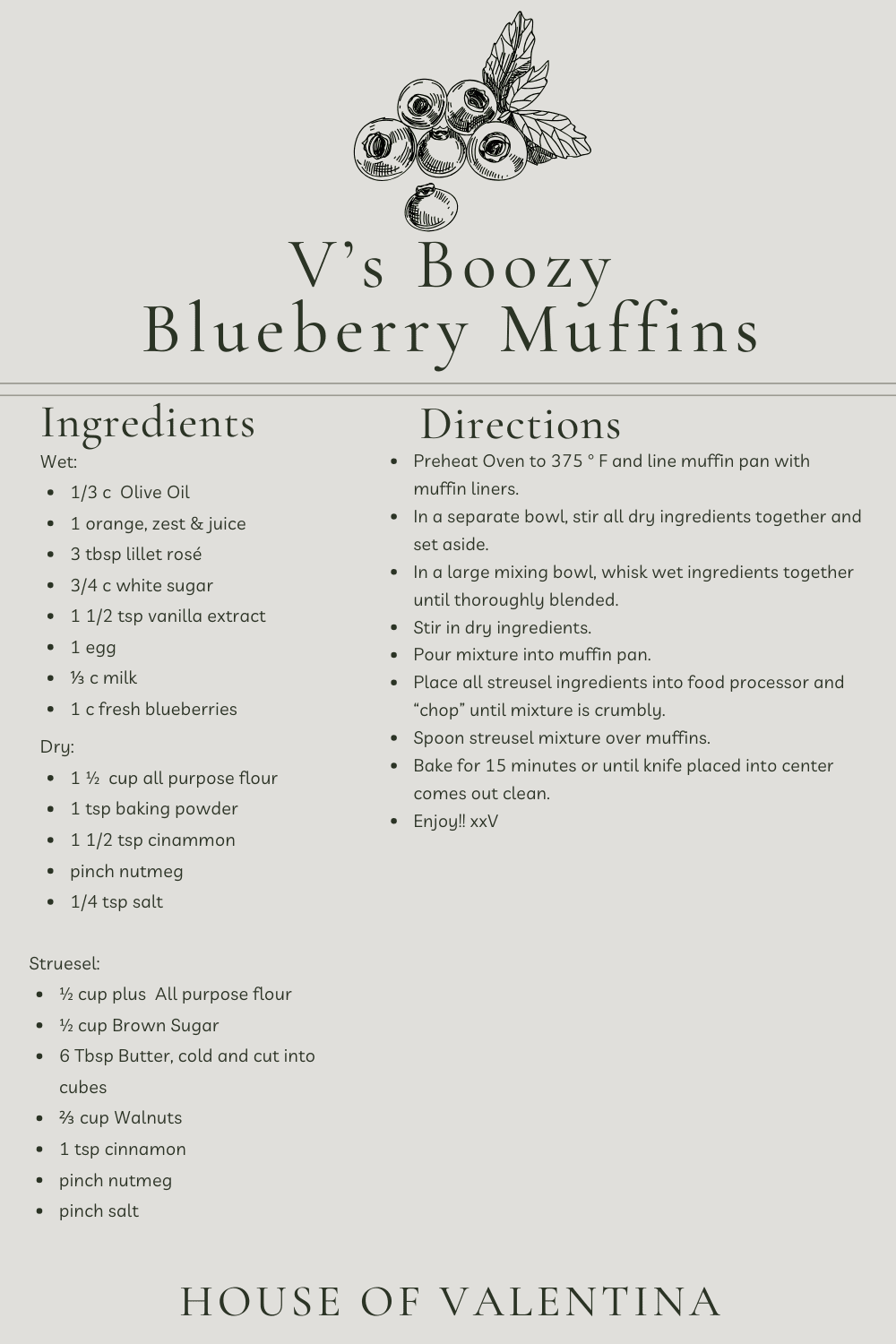 V’s Boozy Blueberry Muffins