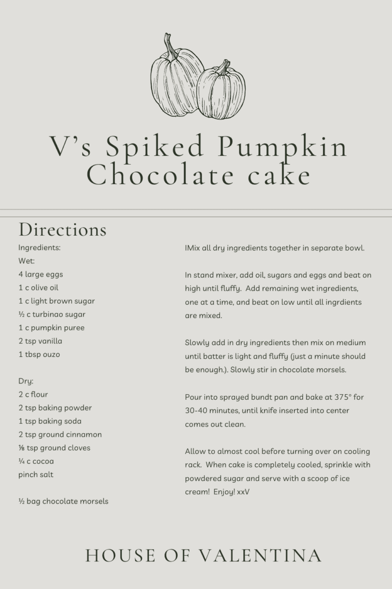V’s Spiked Pumpkin Chocolate Cake